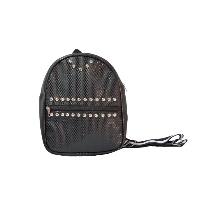 MOCHILA CON TACHAS Y CORREA SUBLIMADA.