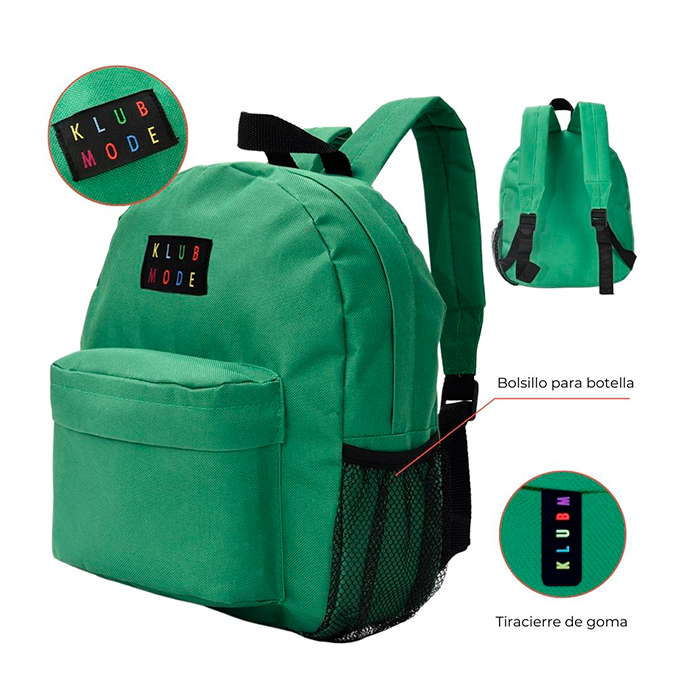 [39731] MOCHILA LISA 12" C/DOS CIERRES Y PORTABOTELLA 30X22X10CM