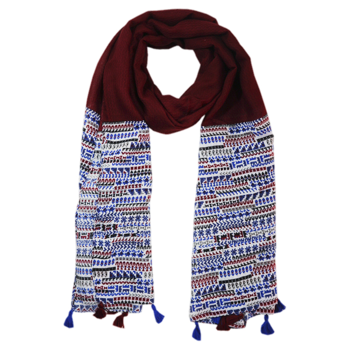 [16551] CHALINA ESTAMPADA CON BORLAS