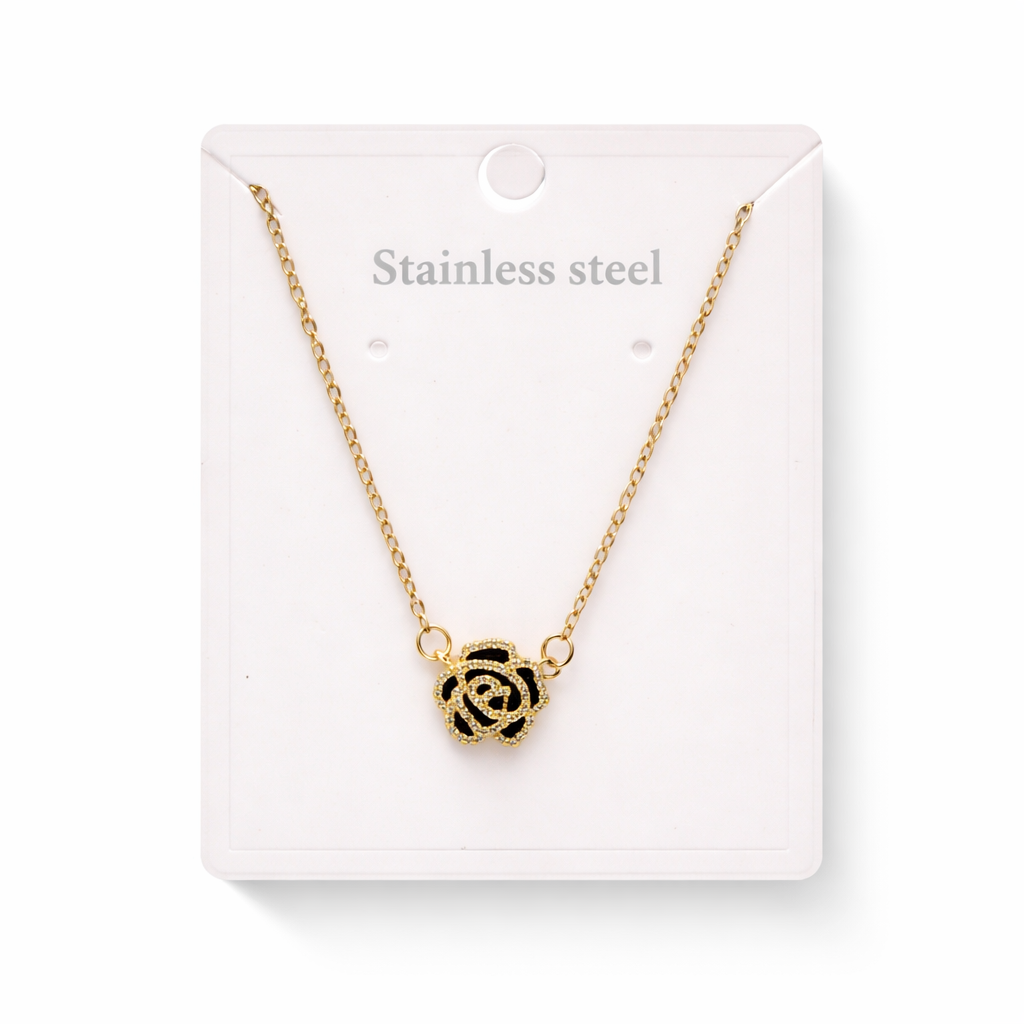 CADENA DIJE FLOR ACERO QUIRURGICO