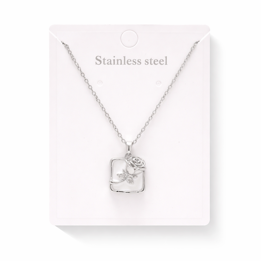 CADENA DIJE FLOR ACERO QUIRURGICO