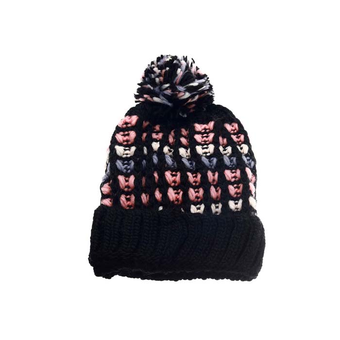 [36474] GORRO DAMA TEJIDO MULTICOLOR CON POMPON