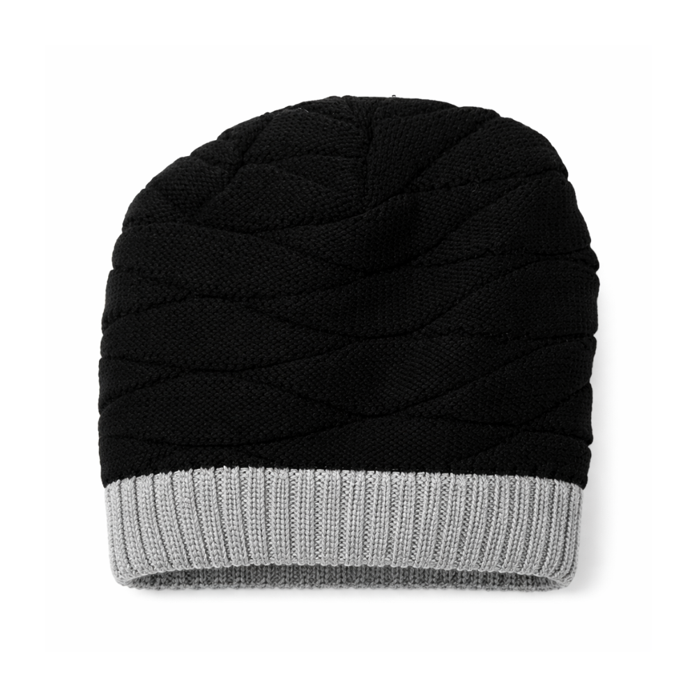 GORRO BICOLOR TEJIDO TRENZADO