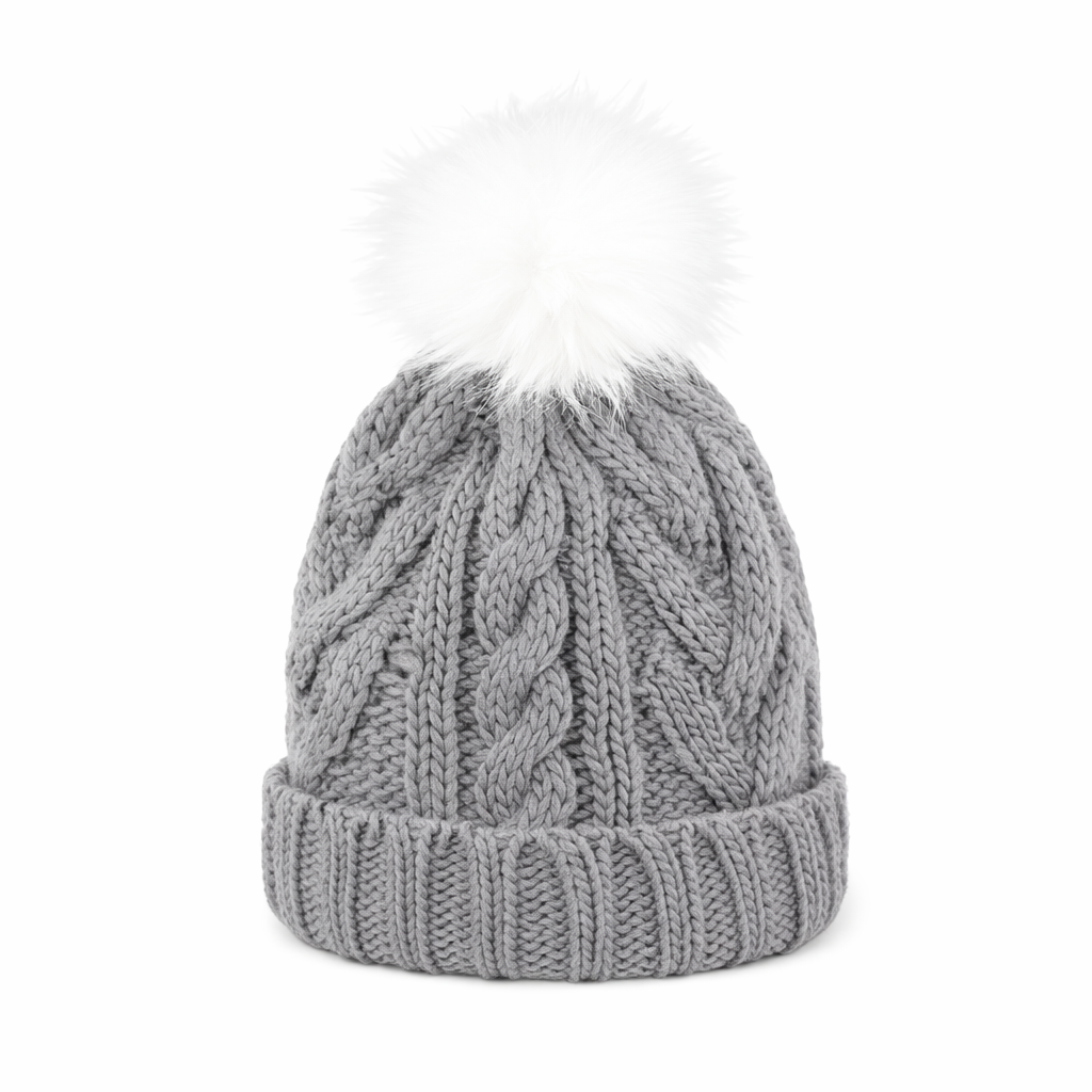 GORRO DE LANA TRENZADO POMPON