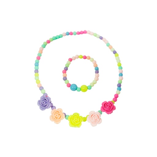 COLLAR + PULSERA CUENTAS DE COLORES