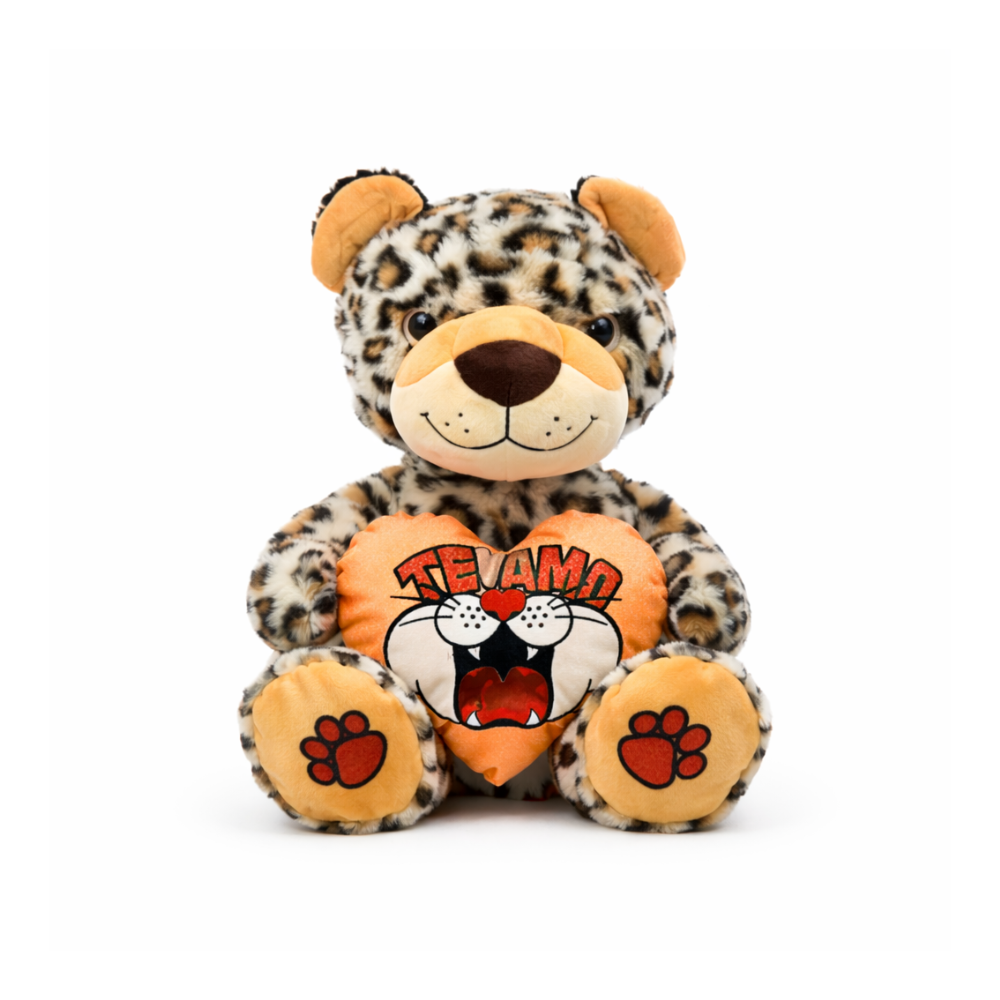 PELUCHE LEOPARDO CON CORAZON TE AMO