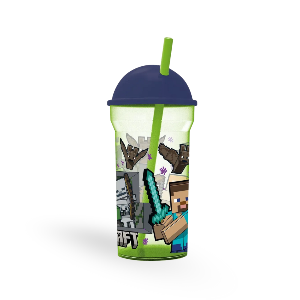 VASO TAPA ALTA Y BOMBILLA MINECRAFT