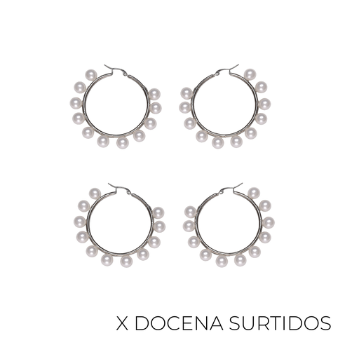 [45817D] AROS ARGOLLA PERLAS BLANCAS 40MM X12