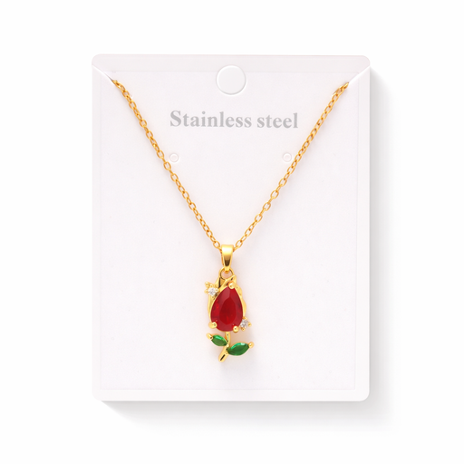 CADENA DIJE FLOR ACERO QUIRURGICO