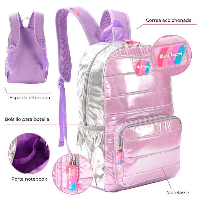 [39733] MOCHILA THINK HAPPY SHINE MATELASE 17'' 30X42.5X15CM