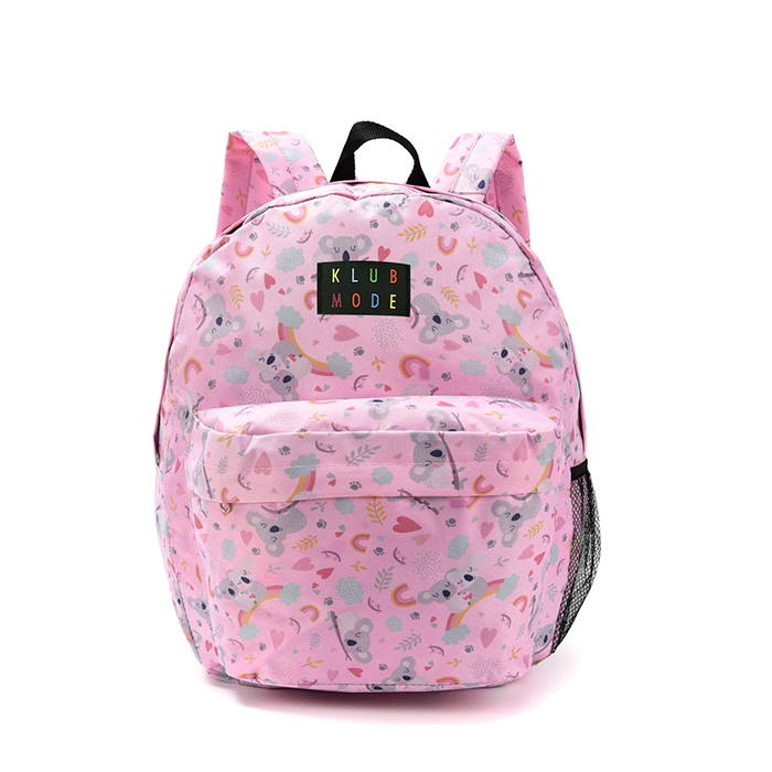 [39776] MOCHILA ESTAMPADA 12" C/DOS CIERRE Y PORTABOTELLA 30X22X10CM