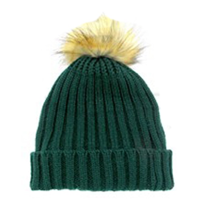 [11595] GORRO DE LANA LISO CON POMPON