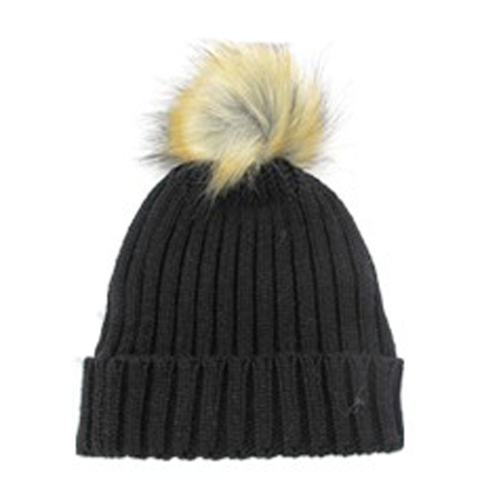 [11595] GORRO DE LANA LISO CON POMPON