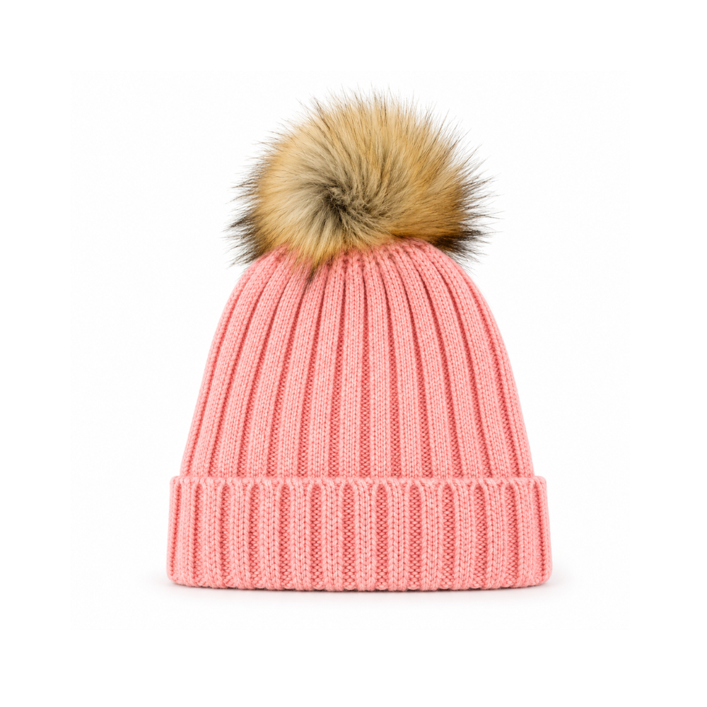 [11595] GORRO DE LANA LISO CON POMPON