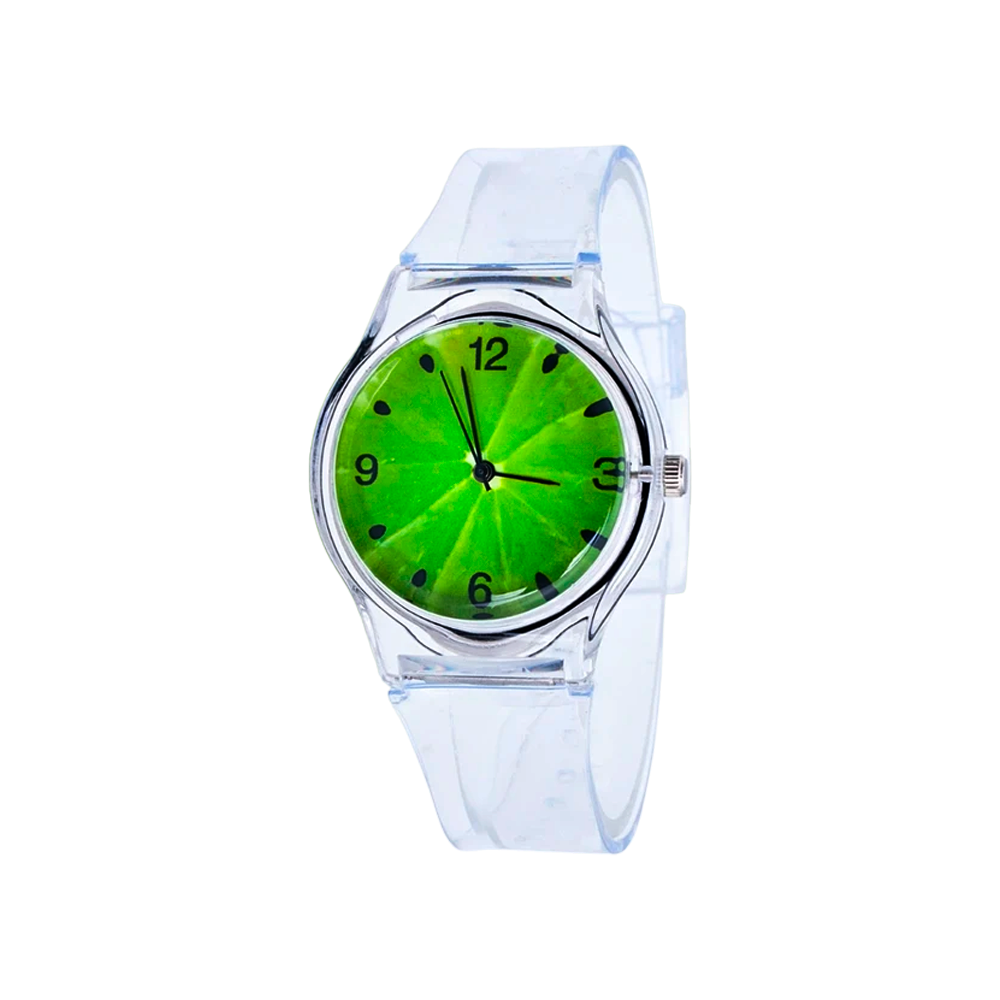 RELOJ MALLA TRANSPARENTE CUADRANTE EN COLORES