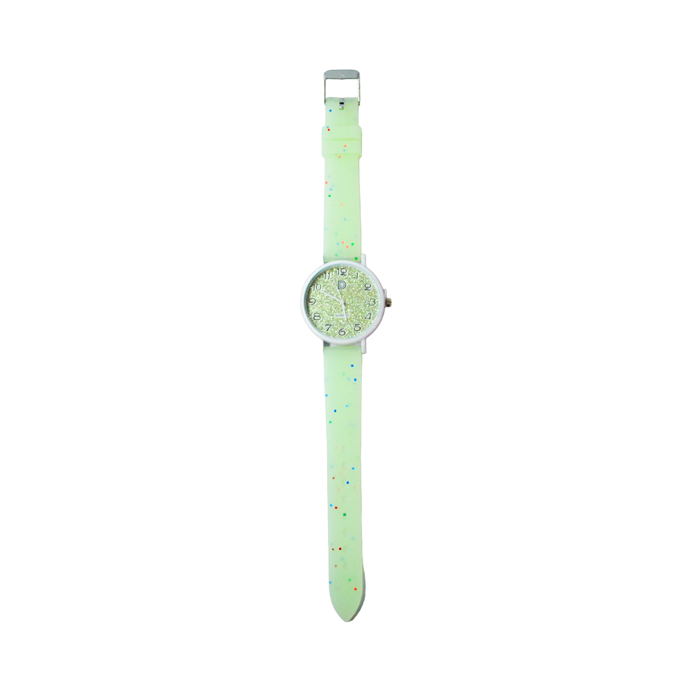 RELOJ MALLA CUADRANTE CON GLITTER Y MALLA SILICONADA EN COLORES