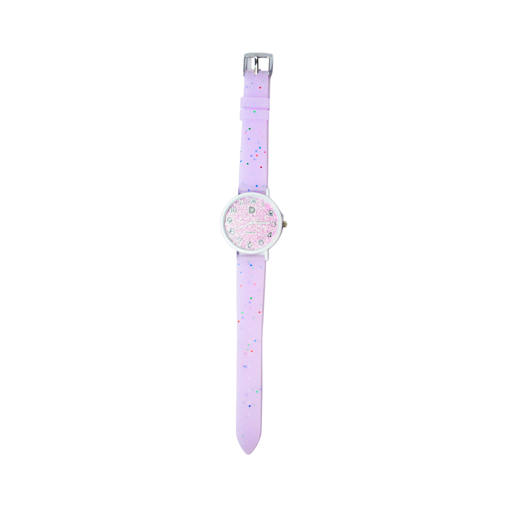 RELOJ MALLA CUADRANTE CON GLITTER Y MALLA SILICONADA EN COLORES