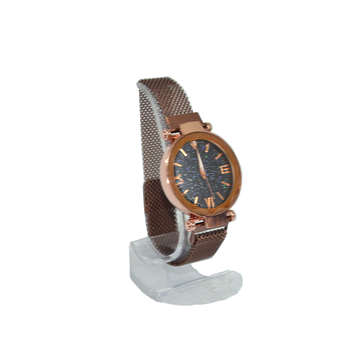 RELOJ CON  BRILLO MALLA METALICA