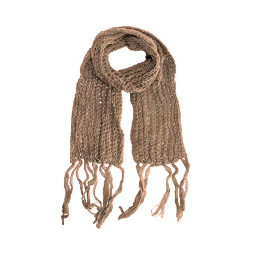 BUFANDA DE LANA CON FLECOS