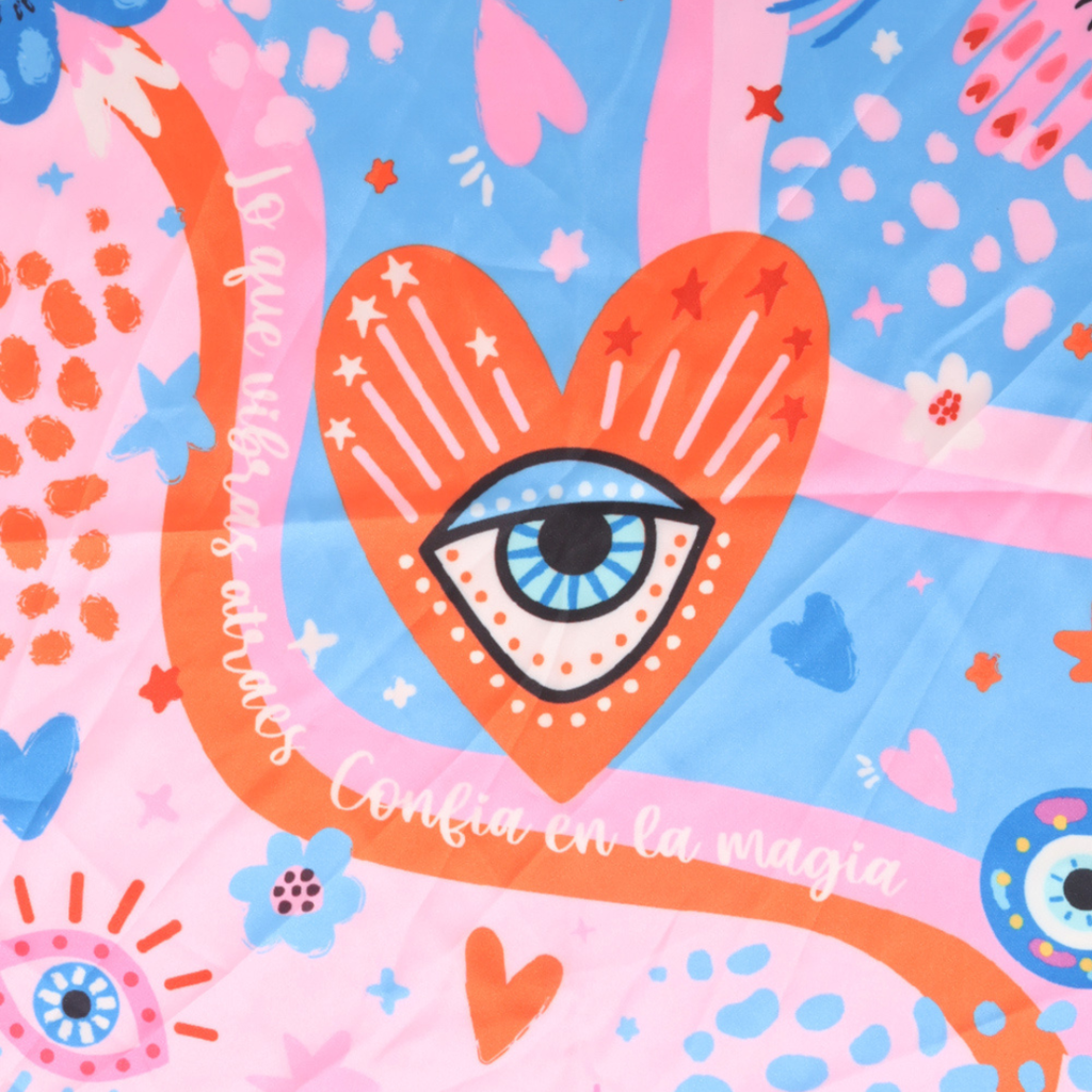 PAÑUELO DE SEDA GOOD VIBES 50X50
