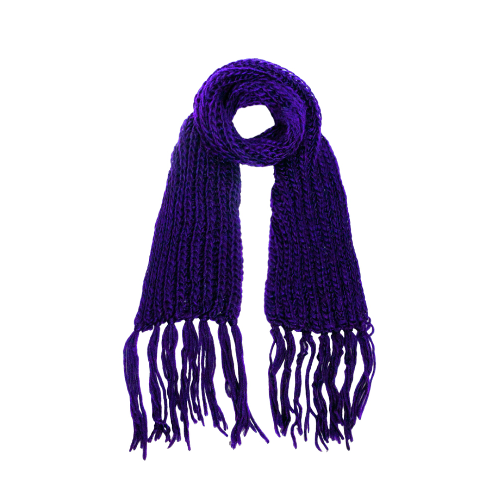 BUFANDA DE LANA TEJIDA CON FLECOS