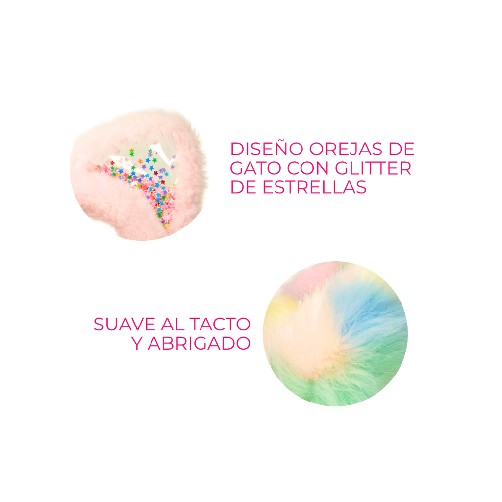 OREJERA DE PELUCHE CON GLITTER DE ESTRELLITAS