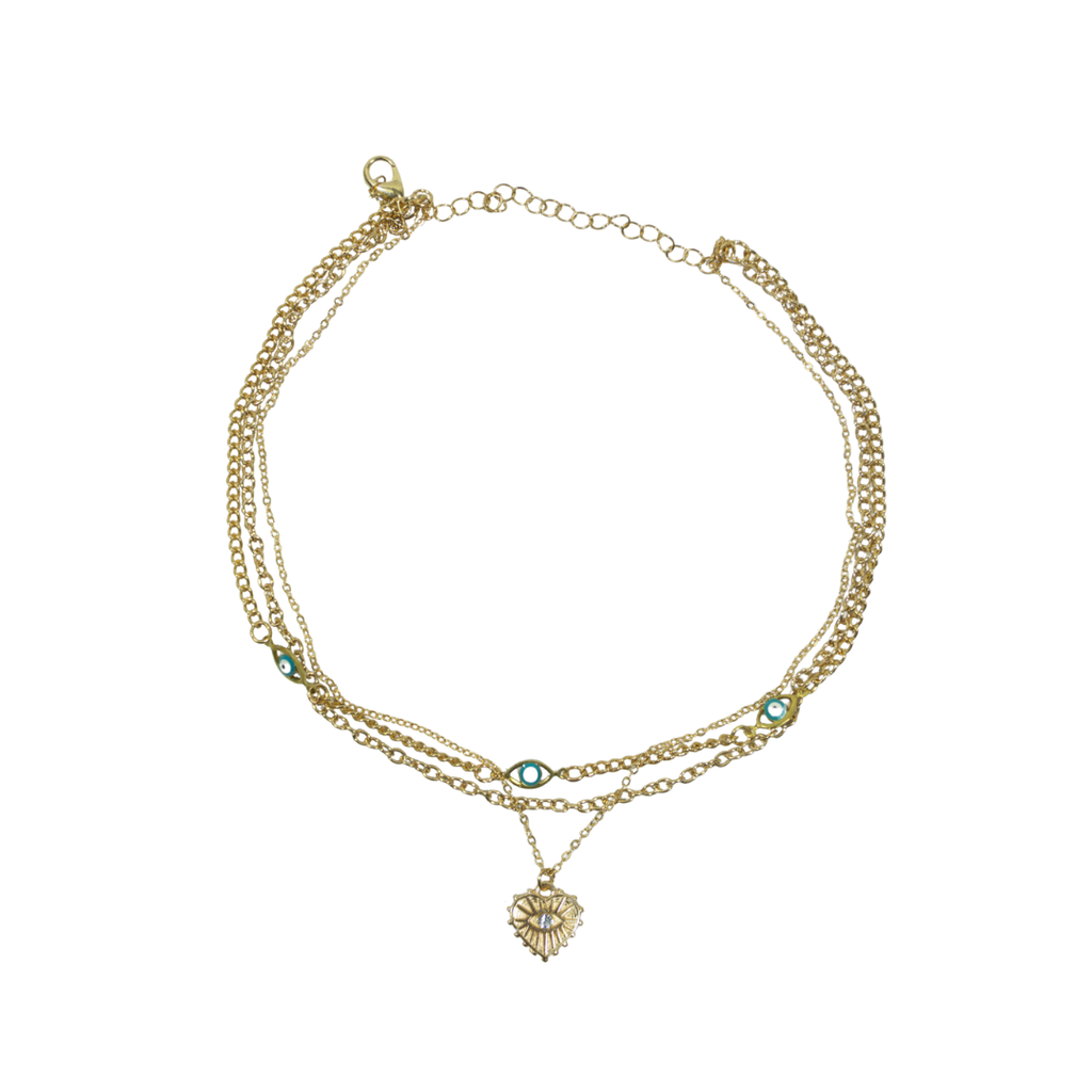 COLLAR DORADO CON DIJES DE COLORES