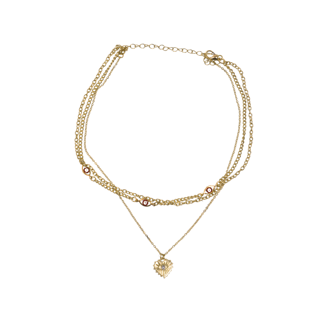 COLLAR DORADO CON DIJES DE COLORES