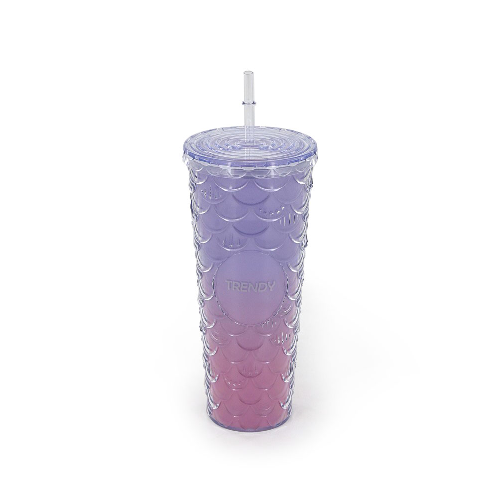 VASO DEGRADE CON TAPA Y SORBETE