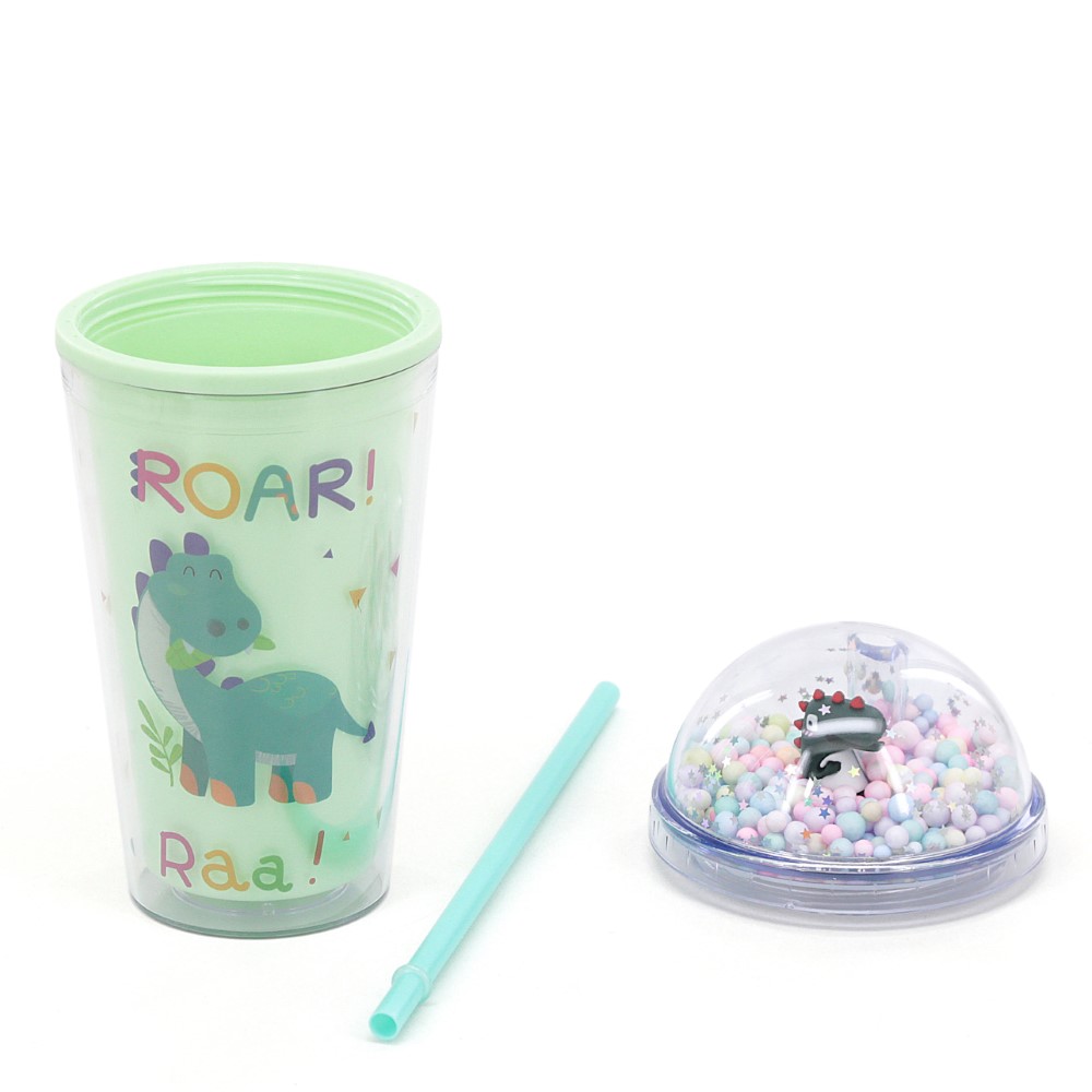 VASO DINO CON TAPA Y SORBETE