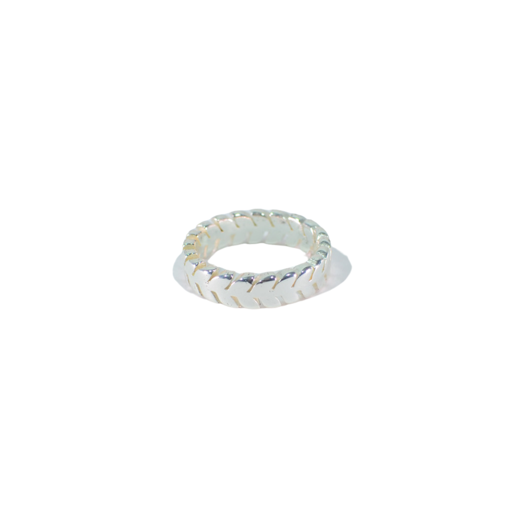 ANILLO ACERO BLANCO HOJAS