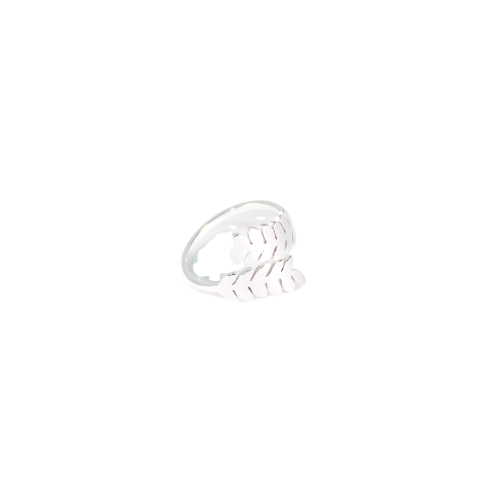 ANILLO ACERO BLANCO MIL HOJAS