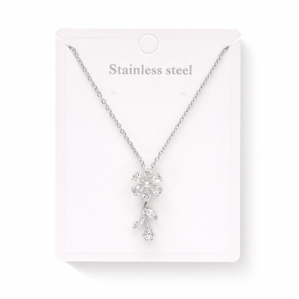 CADENA DIJE FLOR ACERO QUIRURGICO