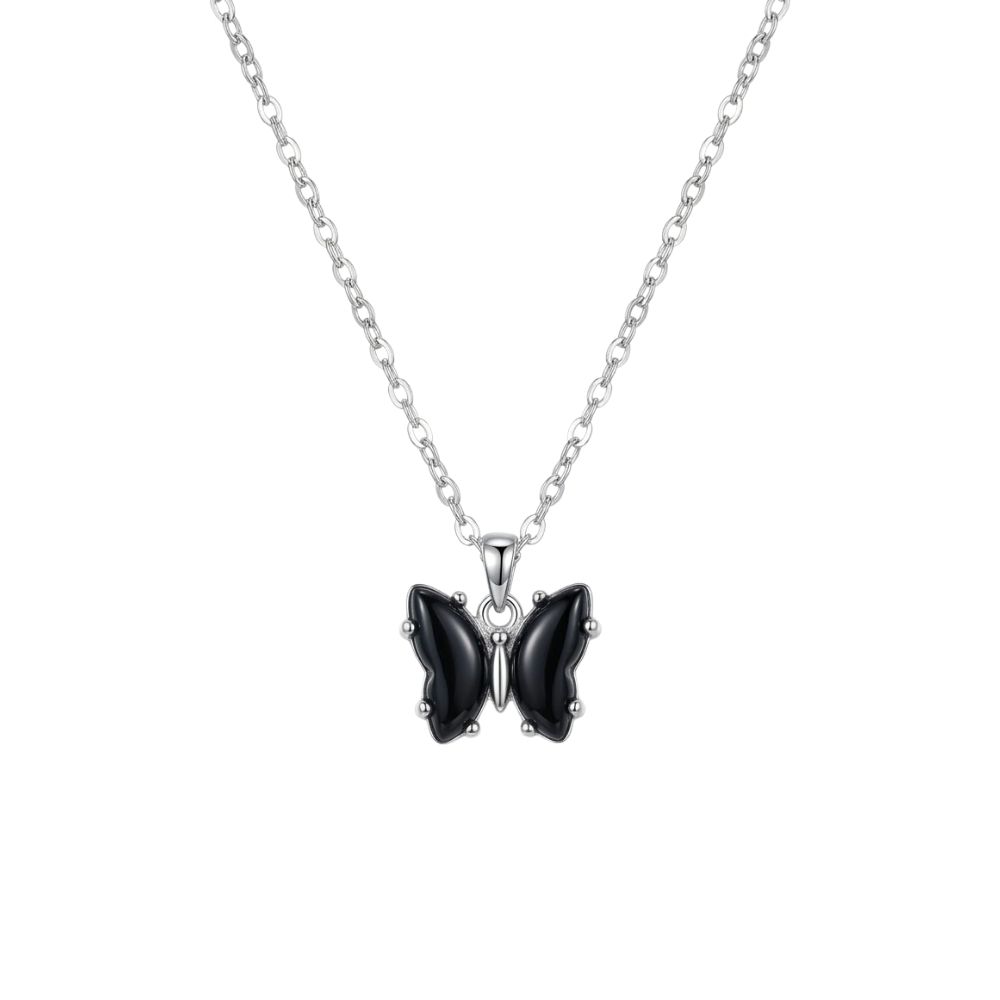 COLLAR ACERO BLANCO CON DIJE MARIPOSA GRANDE