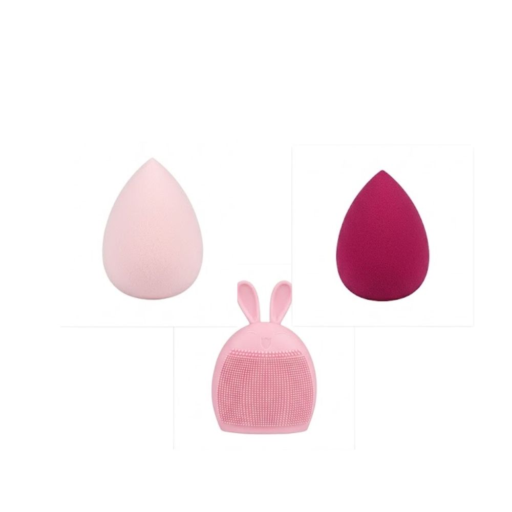 SET CEPILLO LIMPIADOR + ESPONJAS MAQUILLAJE CAREY