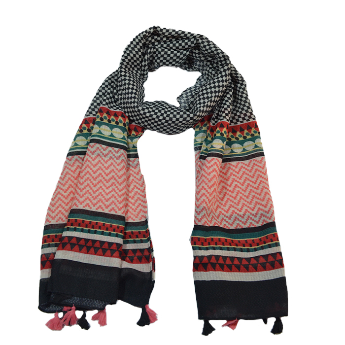 [37581] PASHMINA ESTILO INDU CON BORLAS