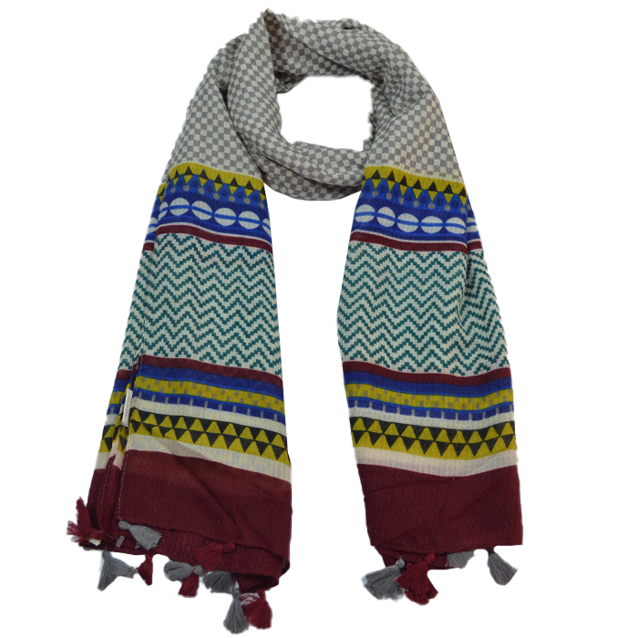 [37581] PASHMINA ESTILO INDU CON BORLAS