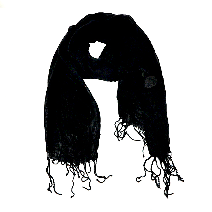 PASHMINA NEGRA CON FLECOS