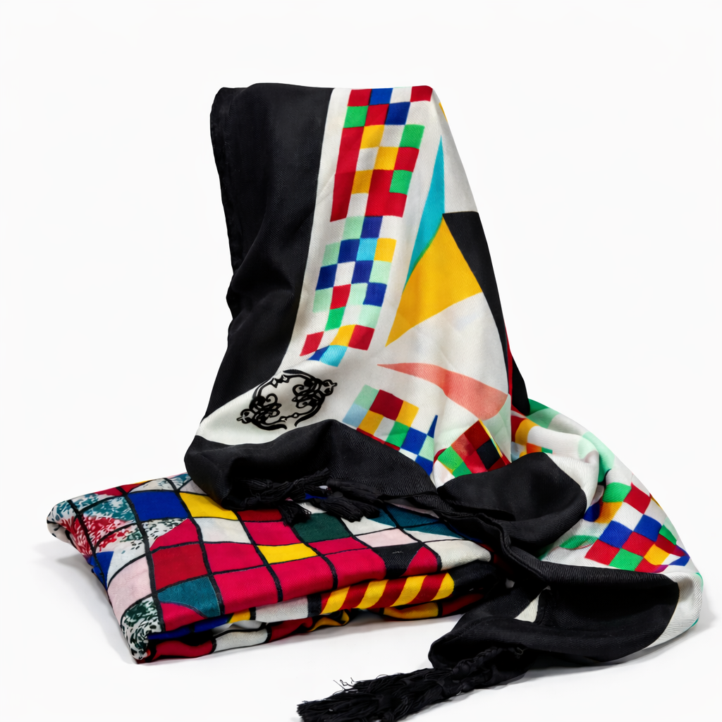 CHALINA ESTAMPA GEOMETRICA Y BORLA