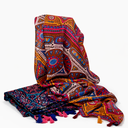 CHALINA ESTAMPADA CON BORLAS