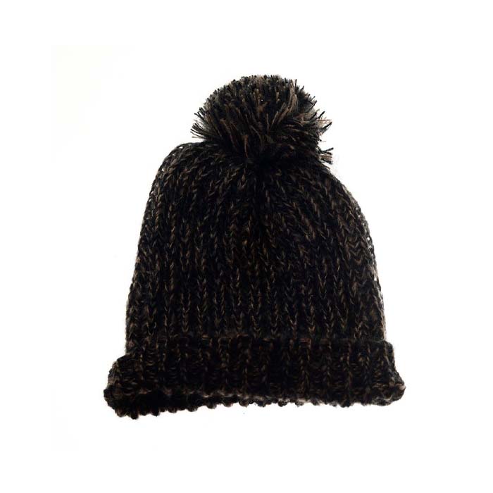 GORRO DAMA TEJIDO BICOLOR CON POMPON