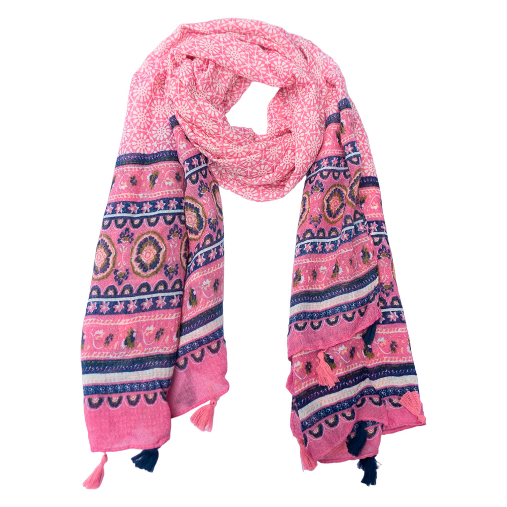 PASHMINA ESTILO INDU CON BORLAS