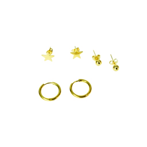 AROS ACERO SET DORADO POR 3