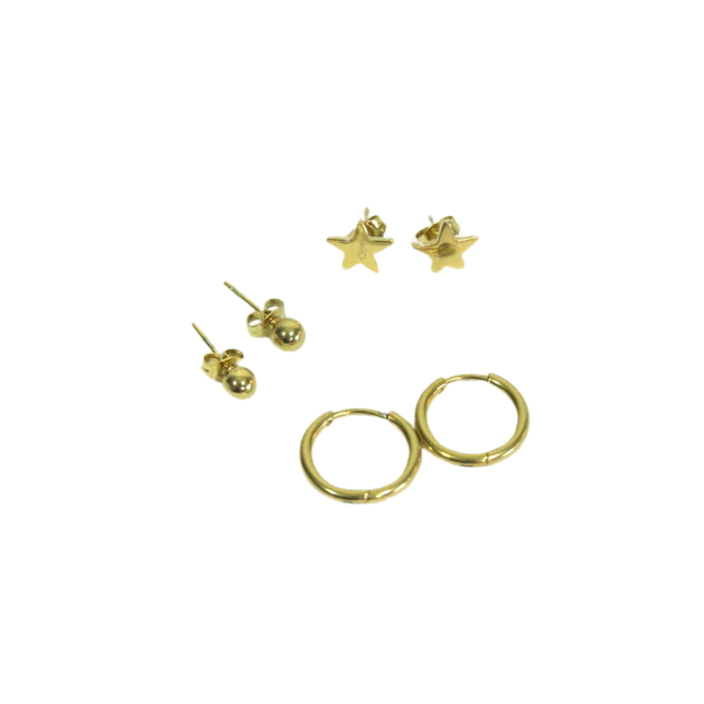 AROS ACERO SET DORADO POR 3