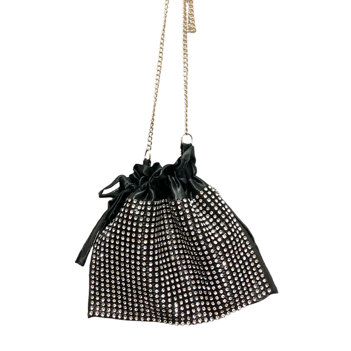 CARTERA BOMBON CON STRASS Y CADENA