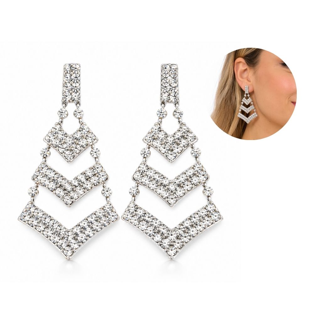 AROS COLGANTE CON STRASS ROMBO
