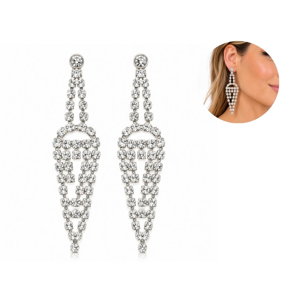 AROS COLGANTES CON STRASS TRIANGULAR