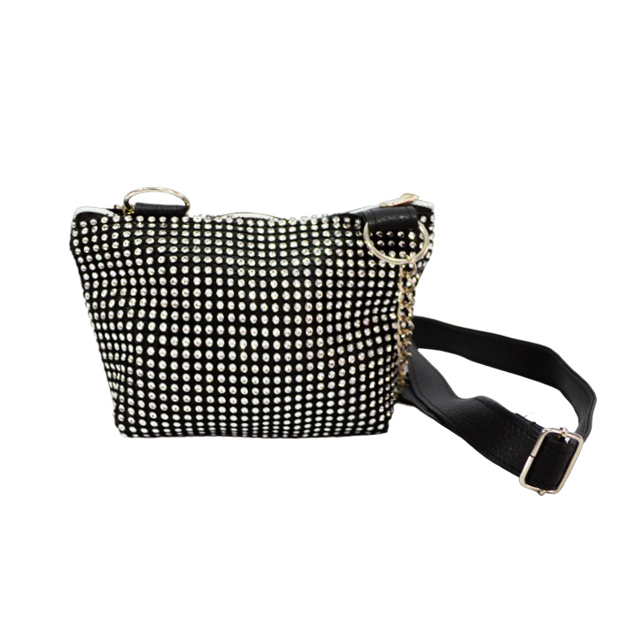 CARTERITA DE FIESTA C/ STRASS CORREA CADENA Y SIMIL CUERO