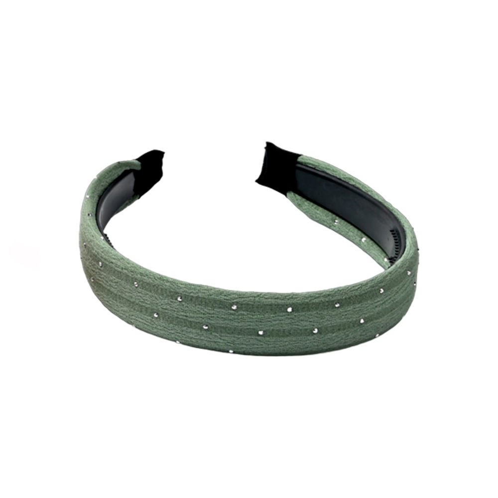 VINCHA C/ PUNTOS EN STRASS RIGIDA LISA