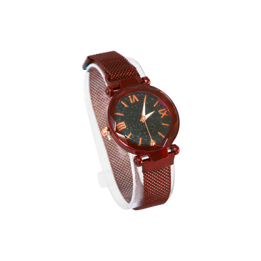 RELOJ CON  BRILLO MALLA METALICA